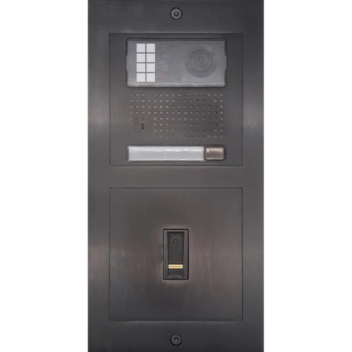 Türstelle NX-K1-E-BLACK (eine Klingeltaste, Video, vorbereitet für E-Key Fingerprint, Front Edelstahl RAL9005, Unterputz)
