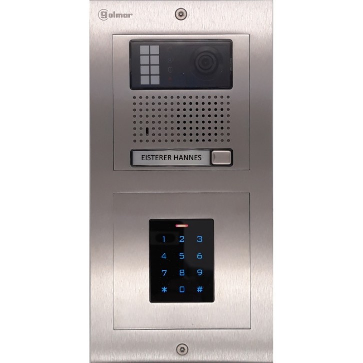 Türstelle NX-K1-C3 (eine Klingeltaste, Video, Touch-Codetastatur + RFID, Front Edelstahl, Unterputz)