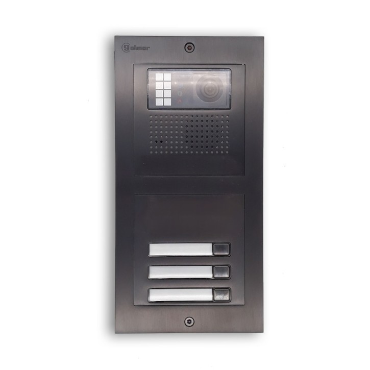 Türstelle NX-K-3-BLACK (drei Klingeltasten, Video, Front Edelstahl RAL9005, Unterputz)