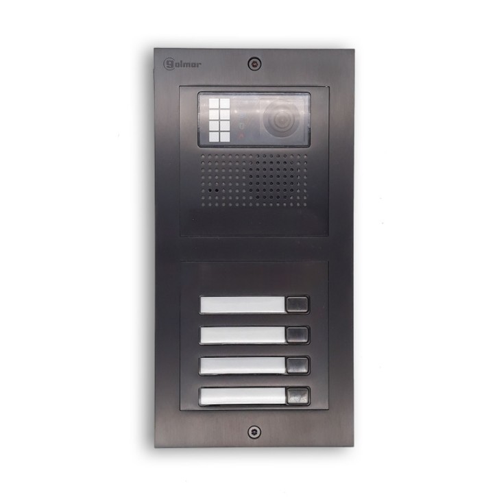 Türstelle NX-K-4-BLACK (vier Klingeltasten, Video, Front Edelstahl RAL9005, Unterputz)