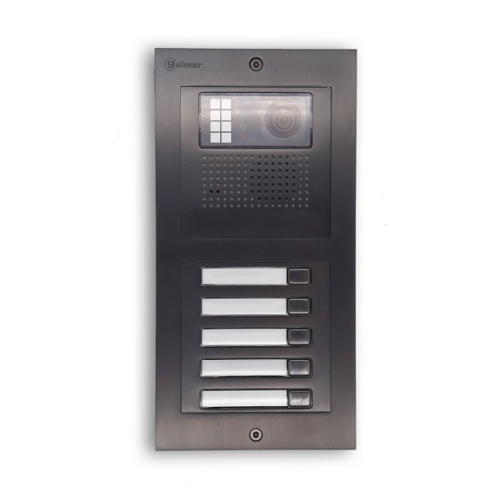 Türstelle NX-K-5-BLACK (fünf Klingeltasten, Video, Front Edelstahl RAL9005, Unterputz)