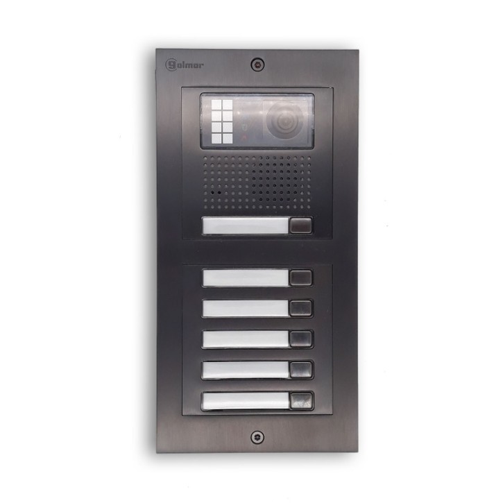 Türstelle NX-K1-5-BLACK (sechs Klingeltasten, Video, Front Edelstahl RAL9005, Unterputz)